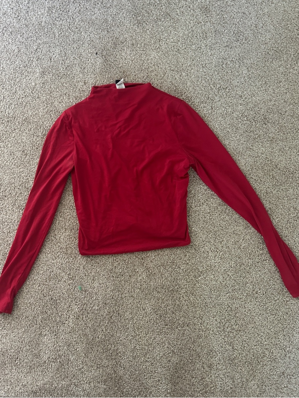 Women’s Red Long-Sleeve Mock Neck Top